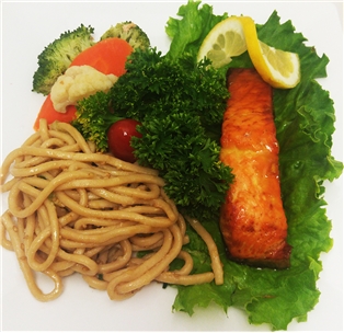 Asian Grilled Salmon, Sesame Noodles &amp; Vegetables