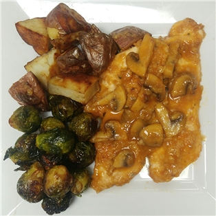 Chicken Marsala with Potatoes &amp; Brussels Sprouts