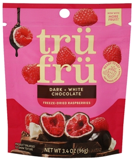 Tru Fru Freeze Dried Raspberries in Dark &amp; White Chocolate (3.4 oz)